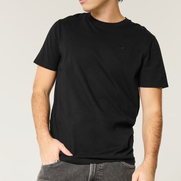 NWT Hollister Men's Black Cotton Icon Crew T-Shirt Size M - Picture 1 of 15